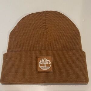 Timberland  Cap Ribbed Knit Cuff Brown Beanie with Wheat Patch Unisex One Size